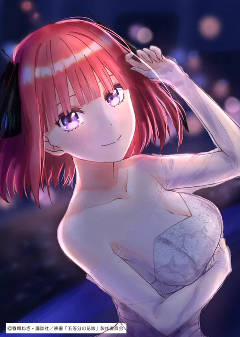 初参加です、二乃ちゃんを塗らせていただきました!イメージカラーを意識して夜景の逆光にチャレンジしました塗ってて楽しかった!ありがとうございました #第二十回塗りマス 