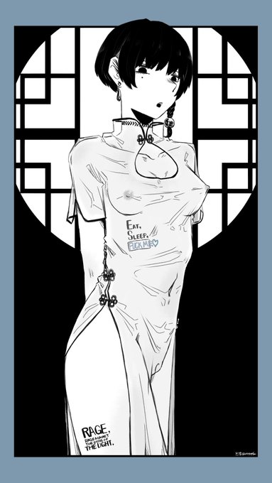 今回のえろ漫画のヒロインですが、昔よく描いてたキャラデザインを漫画のほうに輸入したもので、名を九十九(ツクモ)マキリといいます。
4枚目が昔のツクモ先輩です。 