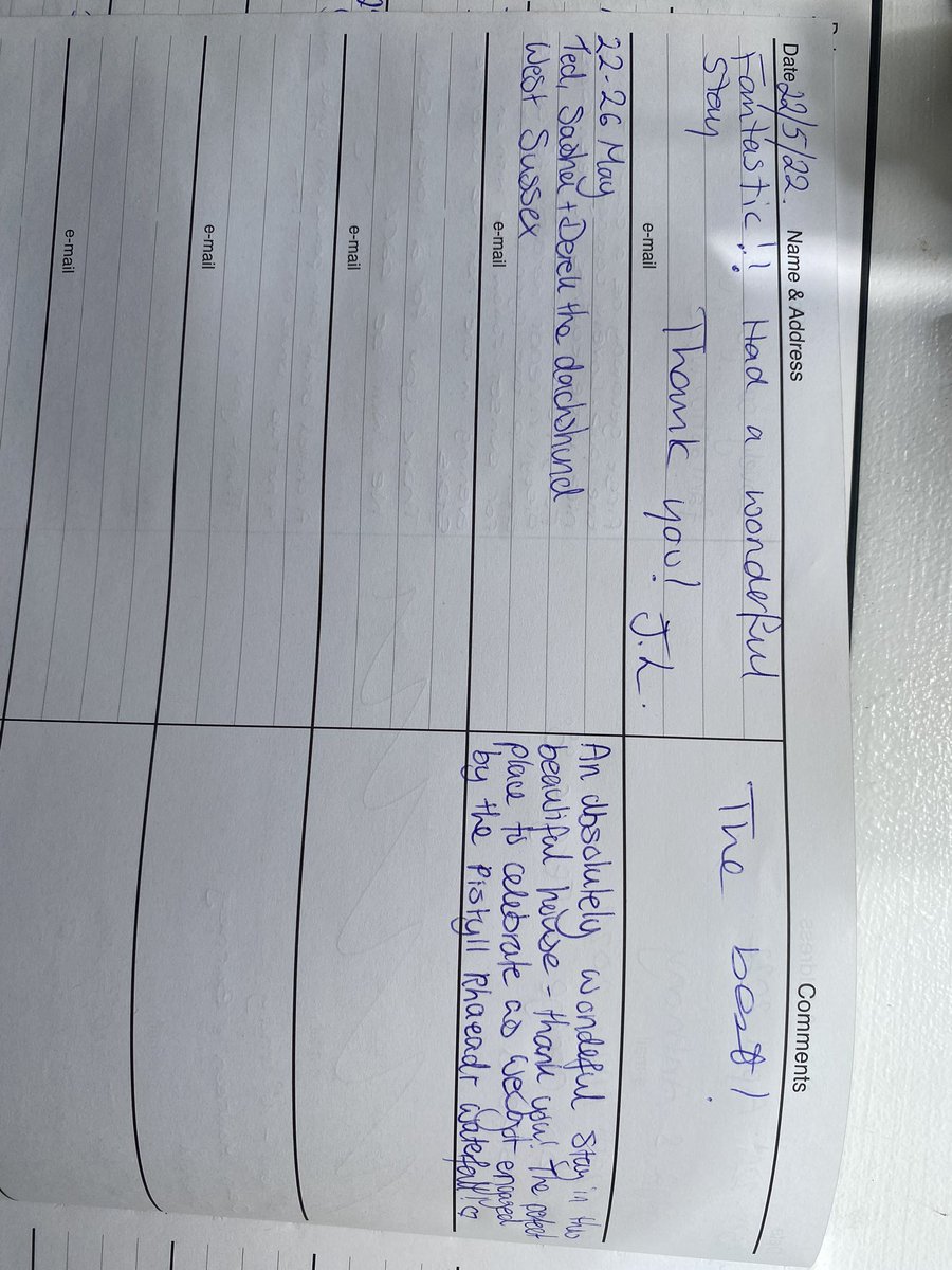 HallPlas's tweet photo. We love reading our guest comments in our visitor book and what a lovely surprise today! Huge congratulations to Sasha &amp; Ted who got engaged at  Pistyll Rhaeadr ❤️🥂 Stabl is available this weekend for any couples who would love a 5 star getaway with hot tub! 💍 https://t.co/JbFqBQK1tR