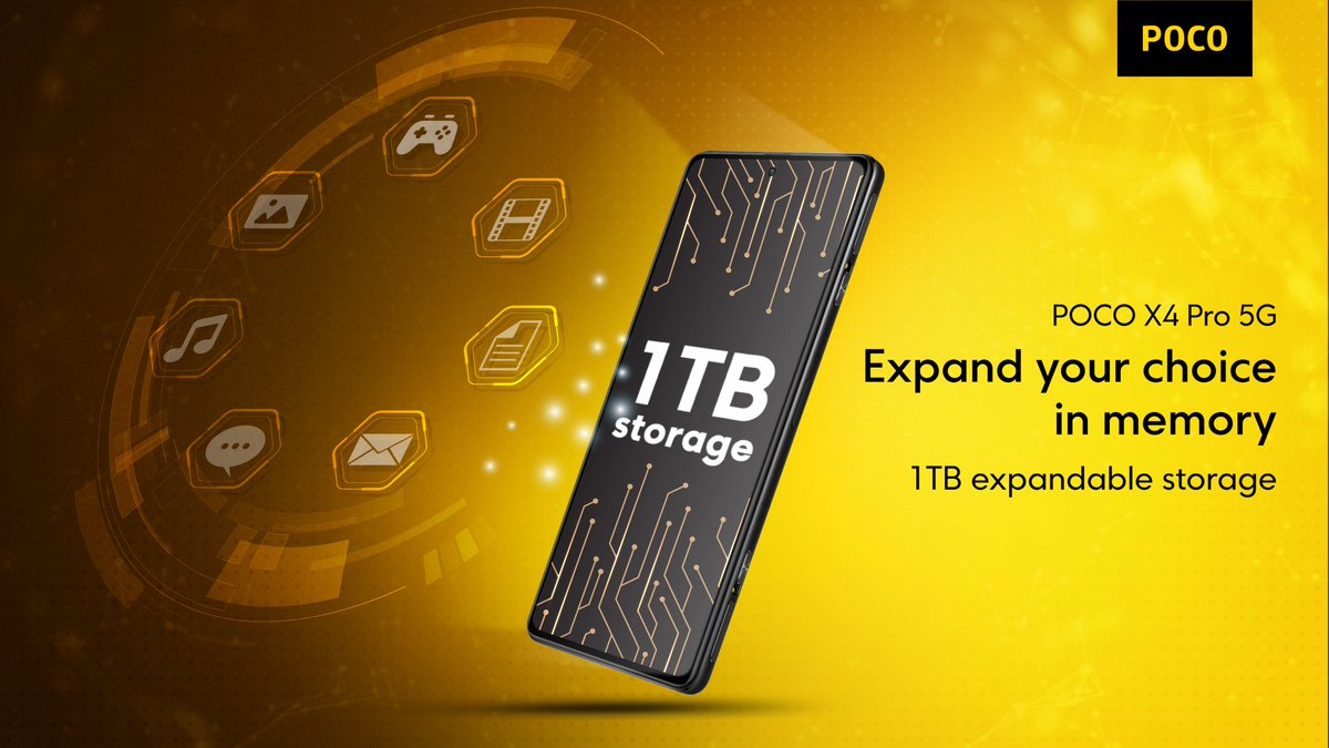 #POCO is all about giving you the option to have more!

#POCOX4Pro 5G is capable to expand the storage up to 1TB.

#TheallaroundACE