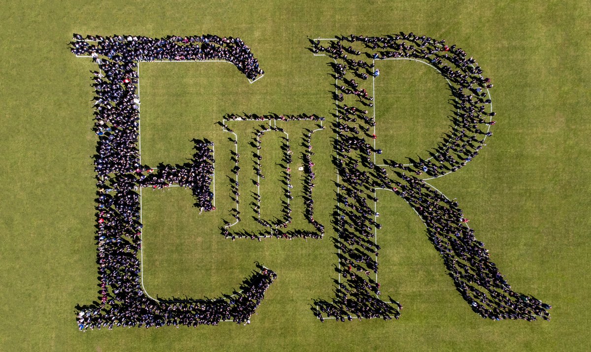 BromsSchool's tweet image. On Friday 27th May 2022, history was made when the Whole School - Pre-Prep, Prep and Senior - came together to celebrate The Queen's Platinum Jubilee with a special drone photograph. More than 1300 pupils and staff are shown in the image below.