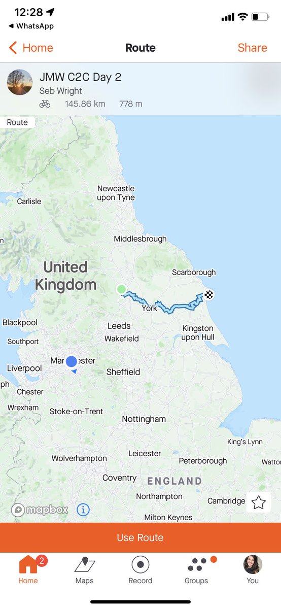 MaddyJMW's tweet image. I know 170 miles does sound like a lot, but what is even scarier is seeing the day 1 and 2 maps for our (quite literally) coast to coast cycle… two weeks to go! PLEASE donate - link is in my pinned tweet! @jmwsolicitors @ClinNegSpeak @Bobath_Centre