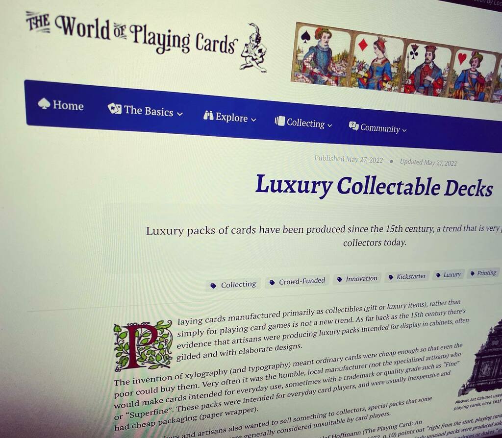 encarded's tweet photo. Thanks to Adam at the World of Playing Cards in the UK for including me in a great article about luxury decks. Check it out if you have a moment!

https://t.co/o24CPT8pfH

#playingcards #collecting #luxurydeck #collectibles https://t.co/BVegsoP0mp https://t.co/mJoufn4Bve