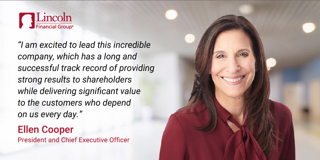 LincolnFncl's tweet photo. Today Ellen Cooper assumes the role of president and chief executive officer of Lincoln Financial Group and will serve as the first woman CEO in our 117-year history.
Learn more: https://t.co/gqMfnBEap6 https://t.co/hyeSvCSMRR