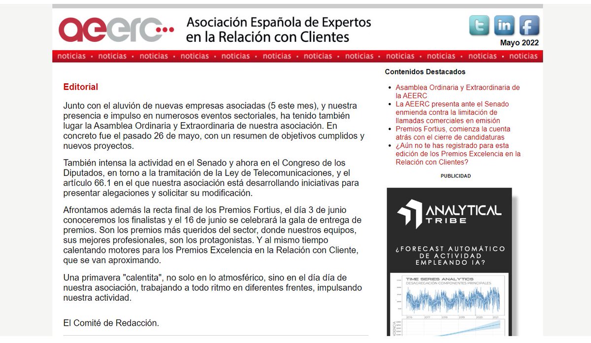 AEERC_es's tweet image. Os traemos un mes cargado de eventos! 📆🗞️Encuentra en nuestra Newsletter toda la actualidad en la actividad de la #RelaciónConClientes y entérate de los eventos que están a la vuelta de la esquina. lnkd.in/gVaXJX96