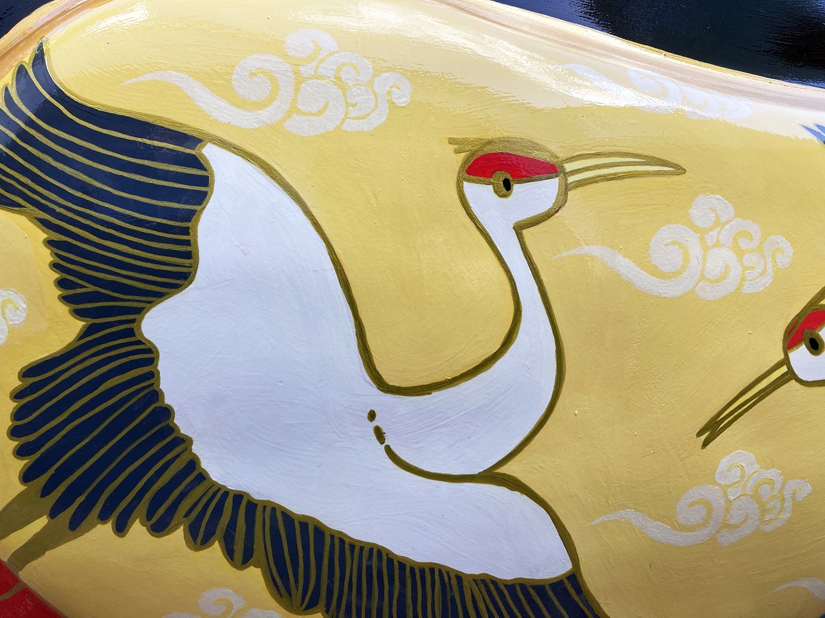 jacdesign's tweet photo. jaccreativeideas In Chinese culture goldfish symbolise harmony, while the cranes are for notability and longevity. Only 5 weeks to go @followthatduck @stmhospice #hastings #bexhill #stleonards #wildinart #easterducks #art #arttrail #sculpturetrail #followthatduck2022 https://t.co/UQQ8iNi54s