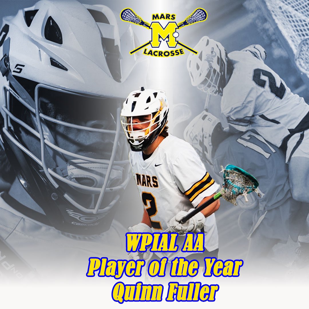 Mars Boys Lacrosse (@planetslax) on Twitter photo Congratulations to senior captain, Quinn Fuller, on being named the WPIAL AA Player of the Year!!! Quinn leads the team in Caused Turnovers and always shuts down the opposing team’s best player every game. His play and leadership has led to the team’s 3.65 goals against average… Congratulations to senior captain, Quinn Fuller, on being named the WPIAL AA Player of the Year!!! Quinn leads the team in Caused Turnovers and always shuts down the opposing team’s best player every game. His play and leadership has led to the team’s 3.65 goals against average…