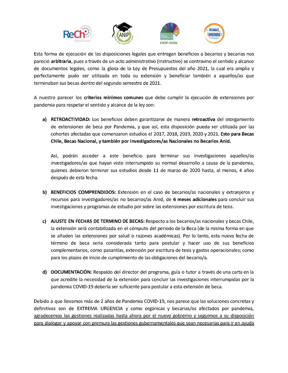 comisionbecas's tweet photo. También dejamos nuestras recomendaciones para aplicar una futura #ExtensionBecas x #Pandemia. Los #PostgradosAbandonados necesitamos apoyo y comprensión, para evitar que la inversión estatal en formación de investigadores/as y su aporte a las Ciencias y Conocimiento se pierda. https://t.co/Dmj4zECgI4
