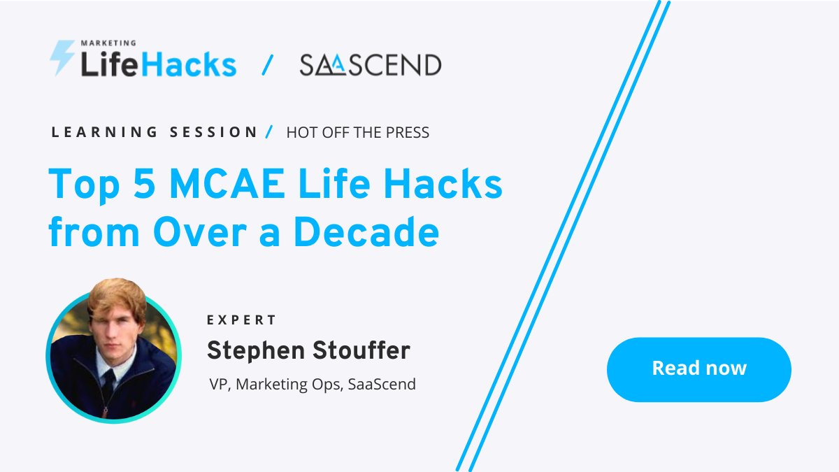 Marketing #trailblazers, did you miss Stephen Stouffer's <a href="/Marketing_Nurd/">Stephen</a> session on the top five MCAE (<a href="/Pardot/">Pardot</a>) life hacks? Get the highlights from our latest blog article. 
saascend.com/the-top-5-mcae…