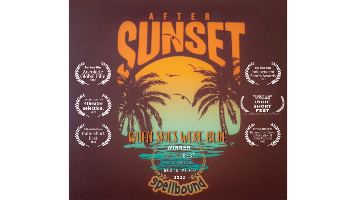Spellbound’s Music Video #WhenSkiesWereBlue has been nominated for 7 awards and won 4! #IndependentShortsAwards #IndieShortFest #AccoladeGlobalFilm #OTBFilmAwards #FunkyMusic #TropicalVibes #LatinFunk #LatinFusion #NeoSol#Spellbound #AfterSunset
