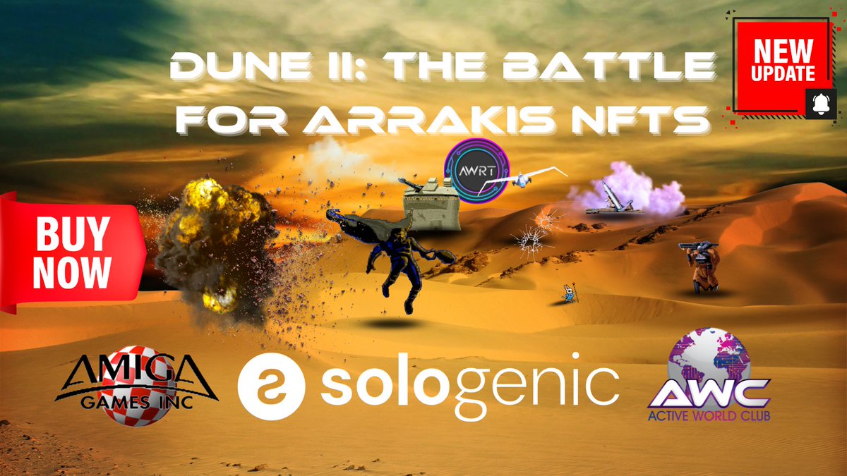 The Dune II: The Battle for Arrakis NFTS are now available on the #Sologenic marketplace.

Sologenic Marketplace: sologenic.org/profile/amigag…

Intro Video: youtu.be/QvXdzegyOLo
$SOLO $XRP $AWRT $AWB #Gamefi #NFTdrop #Cryptonews #Metaverse #Retrogaming #Dune2 #NFTGame <a href="/AWC_TheClub/">Active World Club</a>