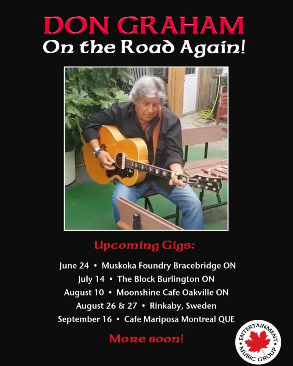 EMG is excited for Don Graham to be on the road again.  Check out this great singer songwriter.  <a href="/Donald_Graham/">Don Graham</a> 
#countrymusic #canadiantalent #indiemusic #singersongwriter
