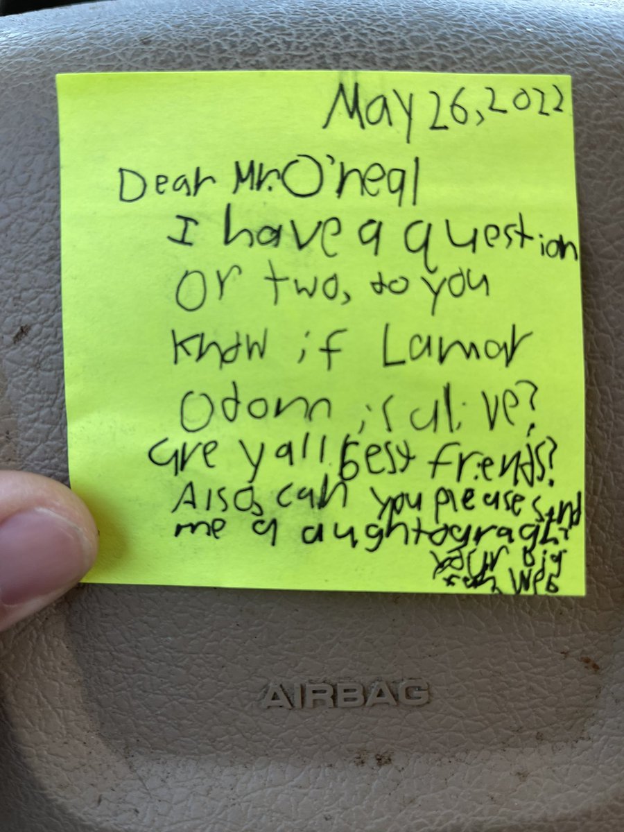 _wiggins's tweet photo. @SHAQ my son (Web, age 8) has some questions for you. I told him I would do my best to get this to you. 
 Do you know if Lamar Odom is alive? Are y’all friends? Can you send me an autograph? Your big. https://t.co/Juf8QjY0DD