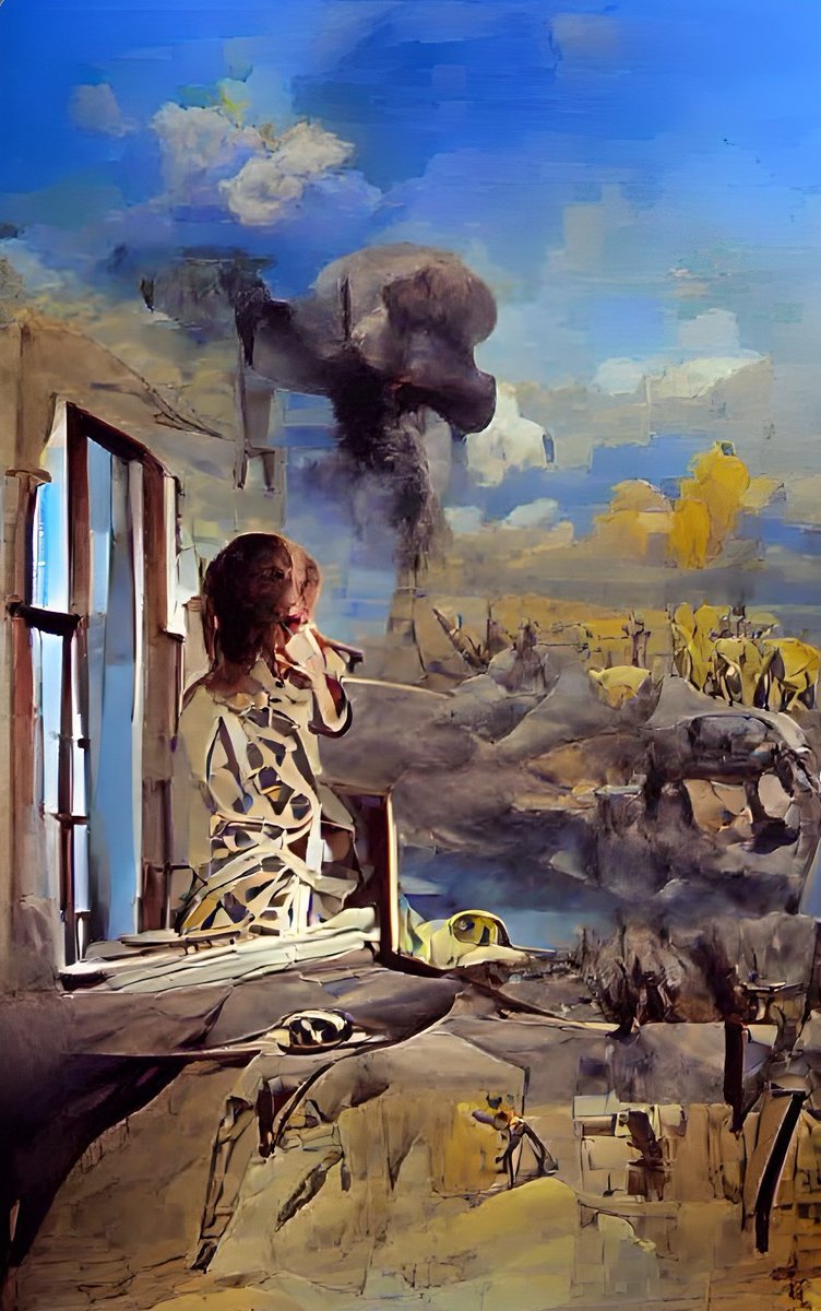 Tx2Ai's tweet photo. Woman at the window looking at the War 03.
https://t.co/5YOD9nb25Z
#NFT #SalvadorDali #abstractnft #abstractpainting #NFTartist #Nftarts #nftartgallery #UkraineRussiaWar #Ukraine #womanatthewindow #muchachaenlaventana #galleryart #gallerywall #artgallery #dali #Metaverse https://t.co/6A9hQaf34E