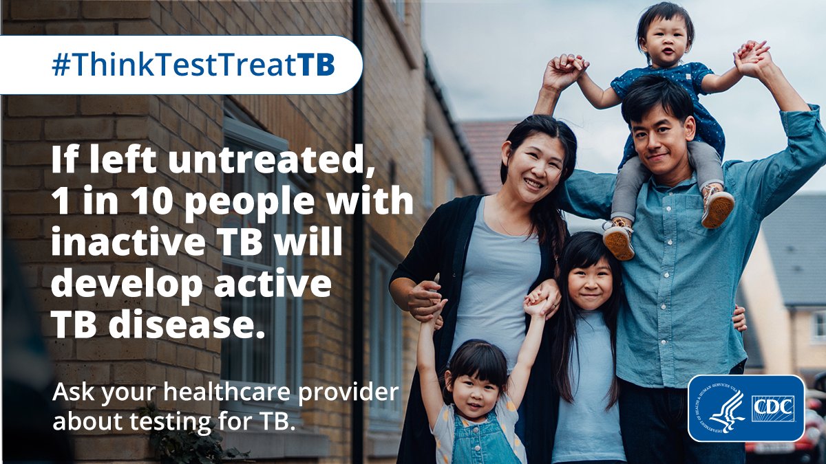 Active TB disease is highly contagious and can be deadly. Getting tested for TB can protect yourself, your family and friends, and your community: cdc.gov/ThinkTestTreat… #ThinkTestTreatTB #TEAstorm22 #APAHM