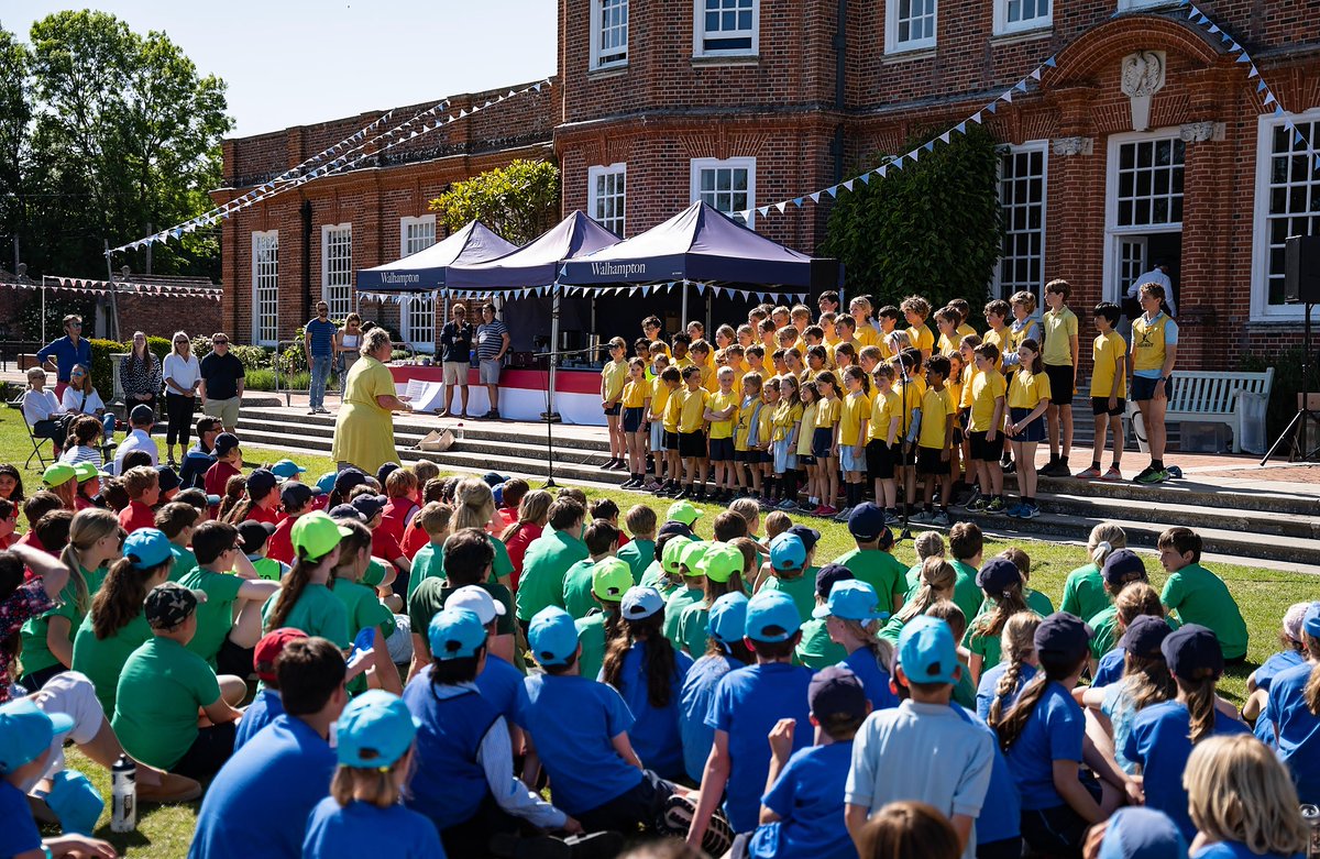 walhamptonprep's tweet photo. From horse &amp; carriage parades, to town bands, space hoppers and Pre-Prep crowns ….it could only be Walhampton’s Jubilee celebrations! We wish you all a fabulous half term week and lots of Jubilee fun! #QueensJubileeCelebrations #JubileeJamboree https://t.co/IO9KzHsR8j