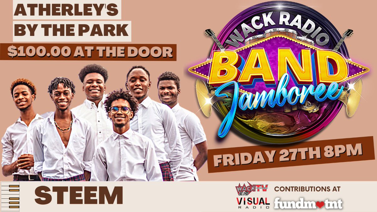 Wack901FM's tweet photo. Hey STEEM fans! Today is D day! Catch them as part of the WACK Band Jamboree, they'l be live at Atherly's by the Park tonight, kicking off at 8PM
#Trinidad #TrinidadandTobago #MUSICFAIR #livemusic #entertainment #culture #Caribbean #wack901fm #SanFernando https://t.co/RoWNbDEAtA
