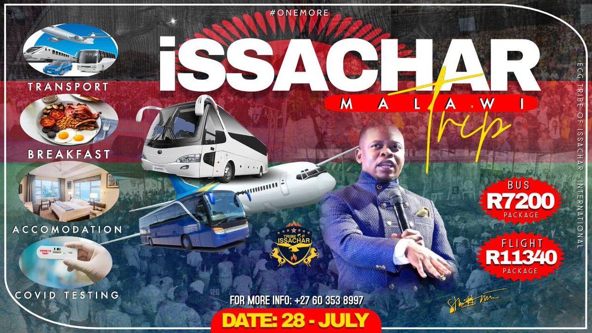 ecgtribeofissa1's tweet photo. Soldier's
We are going to Malawi.......
πππππππ
Call the number on the Poster for any info concerning our trip...
#IssacharTheIntercessor https://t.co/ymzfCSjrLc