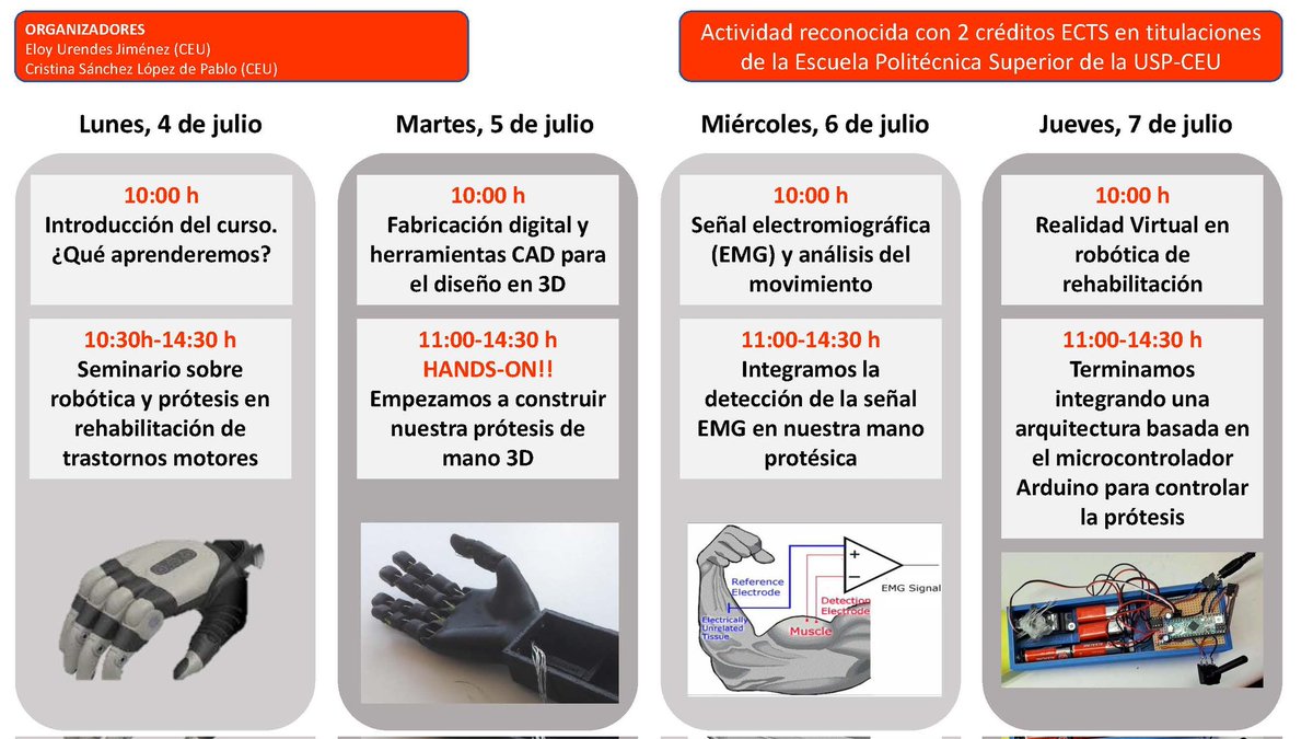 Cristina Sánchez (@kess_84) on Twitter photo ¿Quieres aprender sobre robótica y rehabilitación y construir una mano biónica? ¡Te esperamos!
#SummerUniversityUSPCEU
<a href="/EPSCEU/">Politécnica USPCEU</a>
<a href="/USPCEU/">Universidad CEU San Pablo</a>
<a href="/ingCEU/">ingenieriaCEU</a>
<a href="/ingbiomedicaorg/">ing.biomedica.org</a> ¿Quieres aprender sobre robótica y rehabilitación y construir una mano biónica? ¡Te esperamos!
#SummerUniversityUSPCEU
<a href="/EPSCEU/">Politécnica USPCEU</a>
<a href="/USPCEU/">Universidad CEU San Pablo</a>
<a href="/ingCEU/">ingenieriaCEU</a>
<a href="/ingbiomedicaorg/">ing.biomedica.org</a>