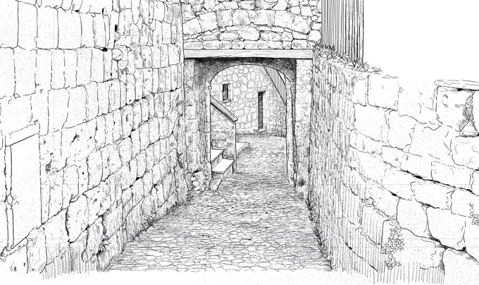 石畳とか端から描いてくしかわからん。(^Д^;
延々と終わらなくて泣けてくる。
もっと効率上げないと死ぬ。 