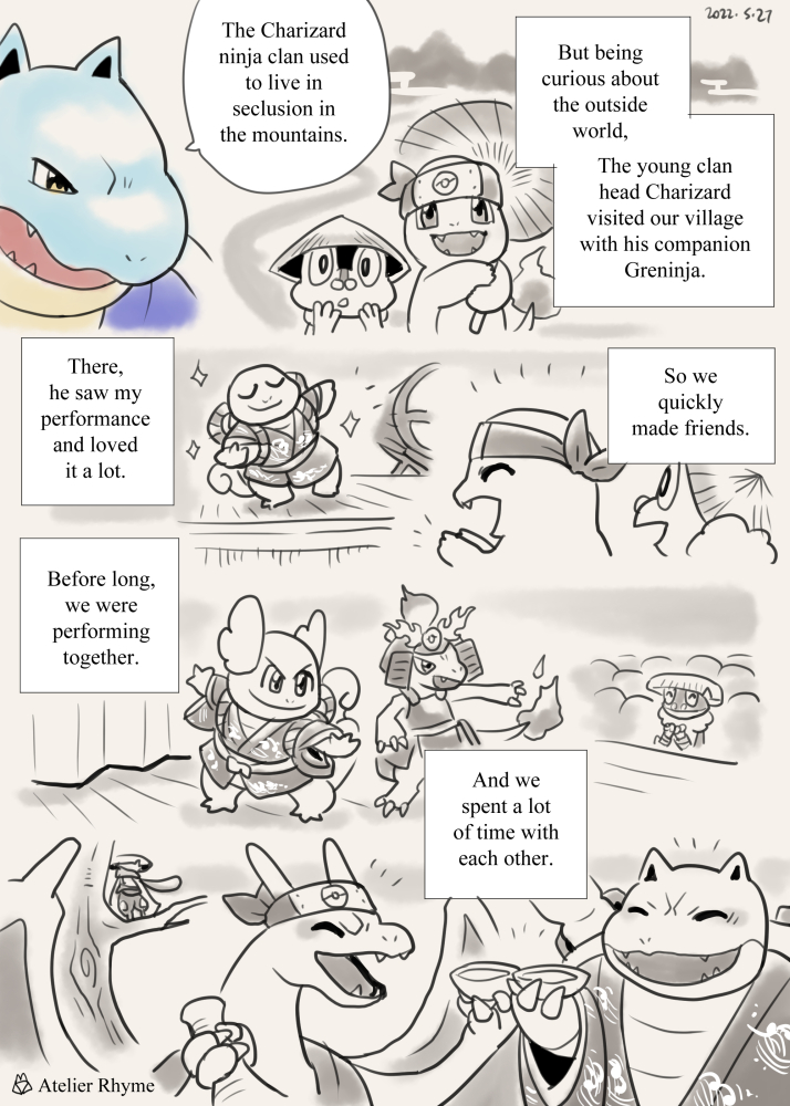 Pokémon Unite / Pokébuki page 11. How Blastoise & Charizard met 🐢🐉🌸
🌸日本語あらすじはリプ欄に
https://t.co/30OiwyLXQe 