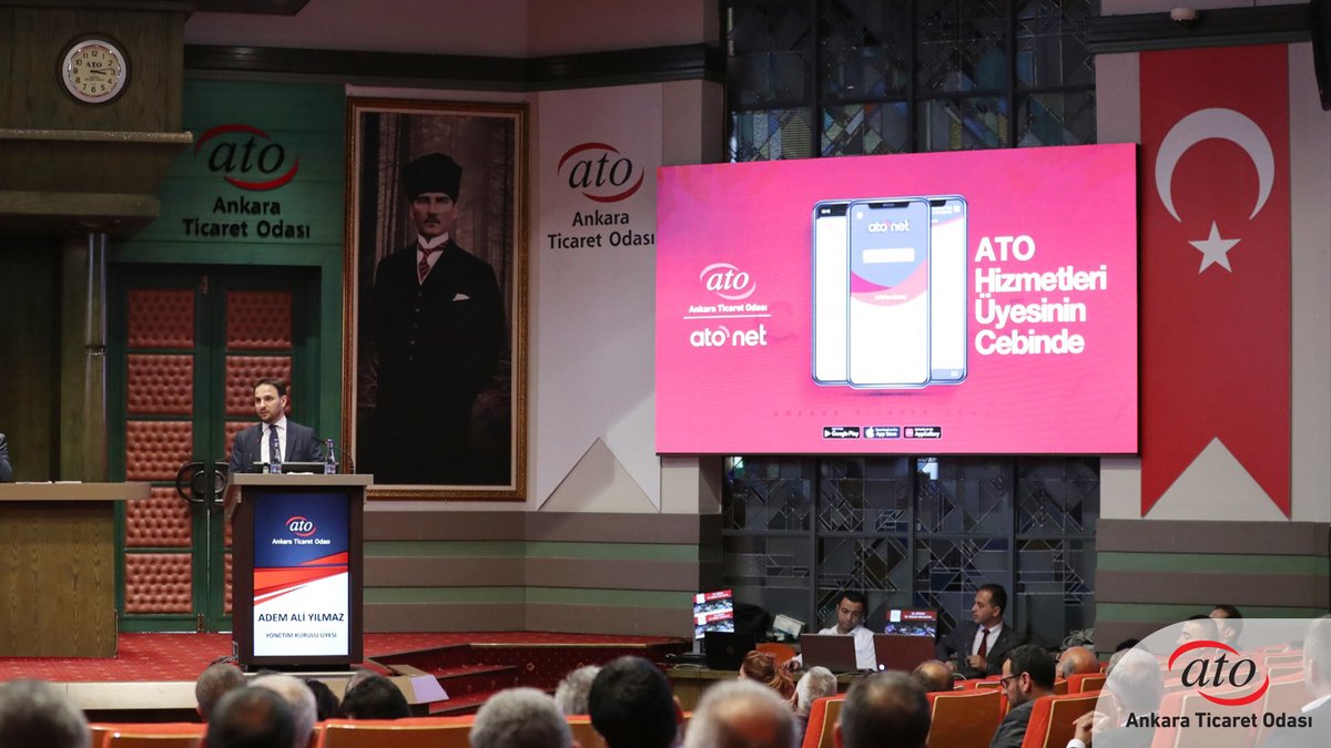 ATO Yönetim Kurulu Üyesi @ademaliyilmaz, ATO 28. Dönem 50. Olağan Meclis Toplantısı’nda yaptığı konuşmada, ATO üyelerinin tüm işlemlerini 7/24 mobil cihazlardan ve online olarak yapmalarını sağlayacak “ATONET” isimli yeni üye hizmet platformunu tanıttı.