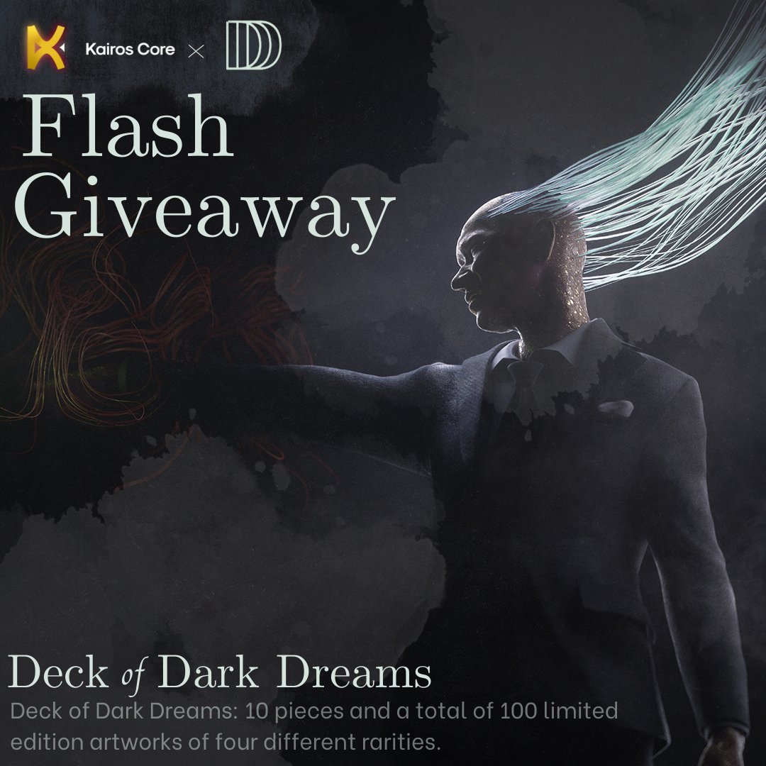 kairos_core's tweet photo. FLASH GIVEAWAY

Deck of Dark Dreams, a highly coveted CNFT project with only 100 supply, has given Kairos Core 5 WL spots.

1 will be given publicly, 2 will be exclusive for Blue Core holders, and another 2 for Ruby Core holders.

Mechanics below.
#CNFTGiveaway #CNFT https://t.co/dwKdxiXwy8
