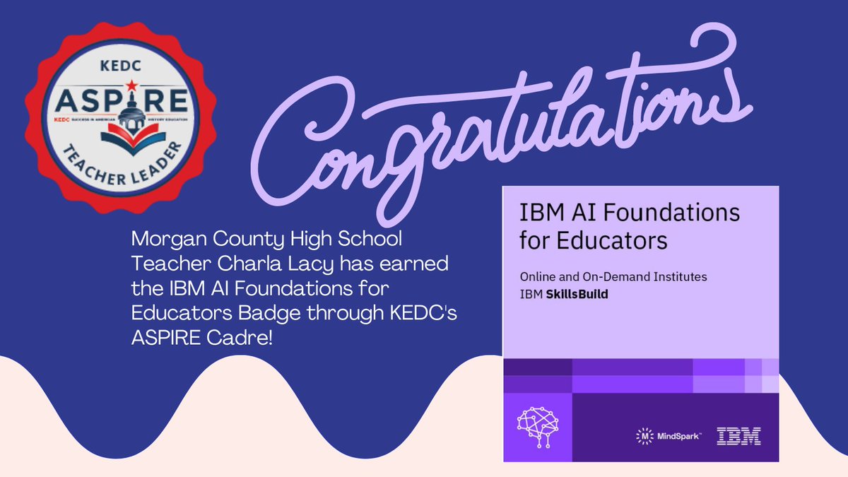 This badge certifies  fluency and knowledge in Artificial Intelligence (AI). Recipients  understand AI applications such as machine learning and natural language processing, along with how it is used to solve problems, collect data and identify bias.  #kedc  <a href="/mymindspark/">MindSpark</a> <a href="/SuptMCS/">Ralph W. Hamilton</a>