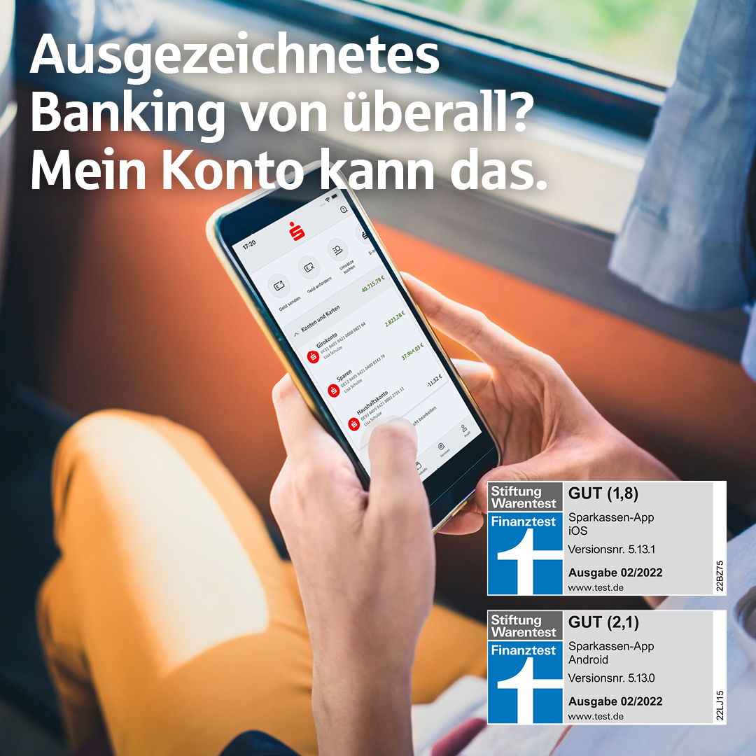 spkdob's tweet photo. Mit der Sparkassen-App einfach die Finanzen regeln. Mit vielen praktischen Funktionen. Egal wo, egal wann. Das findet auch die Stiftung Warentest ausgezeichnet: Testsieger 02/2022. Jetzt downloaden: https://t.co/zVEpXSHtZv
#sparkasse #sparkassenapp #app #banking #meinkontokanndas https://t.co/ELP6EfA2FI