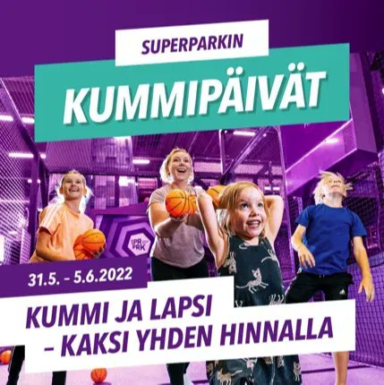 kirkko_evl's tweet photo. Valtakunnallinen Kummipäivä on 5.6. Super Park tukee kummiutta yhtenä Kummipäivän yhteistyökumppaneista. Super Parkin tarjouksella voi kummilapsen kanssa viettää hauskan päivän yhdessä. Tarjous on voimassa 31.5.- 5.6.2022. https://t.co/r5vAogbSSE #kumminkaa #kummipäivä #sprprk https://t.co/O586P5R3Z7