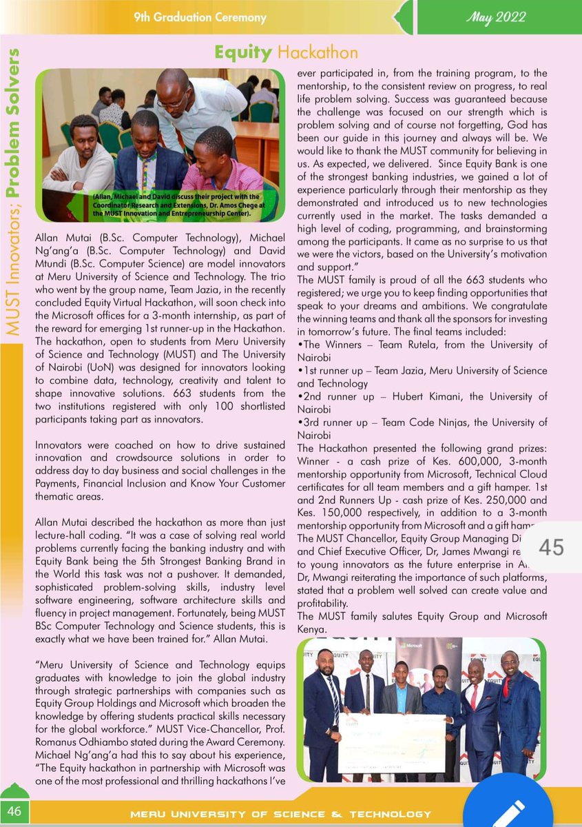 ElegantPaul1's tweet photo. Featured in the 9th MUST Graduation magazine 💪 #MUSTinnovators #problemsolvers https://t.co/j1wJcs18Sk