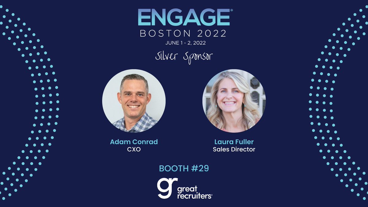 Great Recruiters is so excited to be a Silver Sponsor for Engage Boston 2022 next week! Come visit us at Booth 29 at #BullhornEngage!
