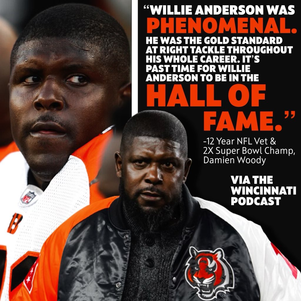 WincinnatiPod's tweet photo. Damien Woody gives his endorsement on Willie Anderson to the Football Hall of Fame. @BigWillie7179 https://t.co/KWeNL71cKm