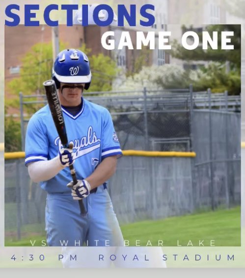 WHSBaseballMN's tweet photo. GameDay!  Section 4AAAA playoffs kickoff today at WHS! https://t.co/Wt9HCXcfKJ