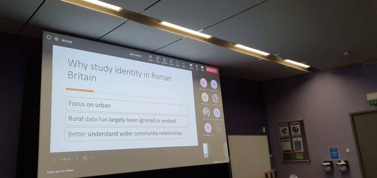 Last presentation of the day is <a href="/emma_velden/">Emma van der Velden</a> joining us directly from the field and studying identity in Roman Britain!
