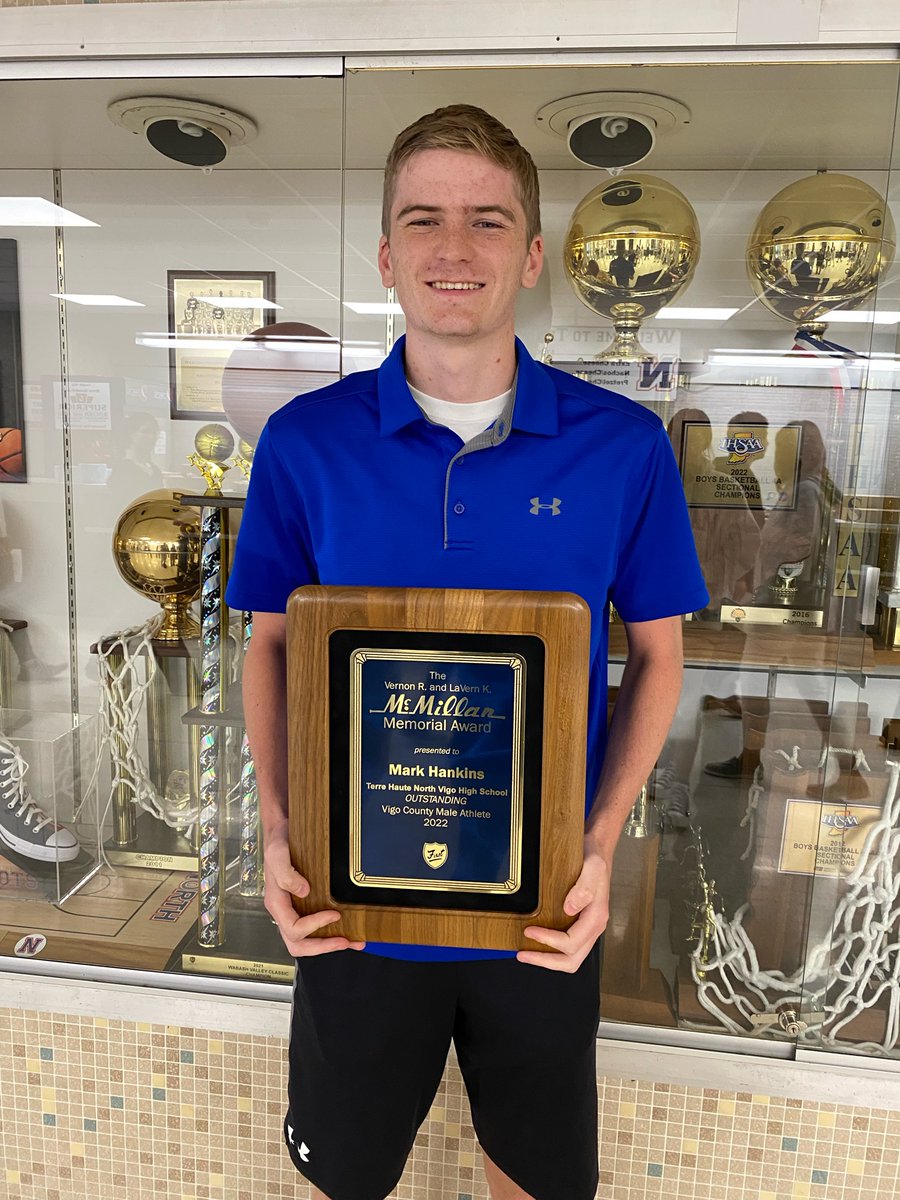 Terre Haute North Senior Mark Hankins is the 2022 Vernon R. McMillan Award Winner which goes to the top male athlete in Vigo County.
