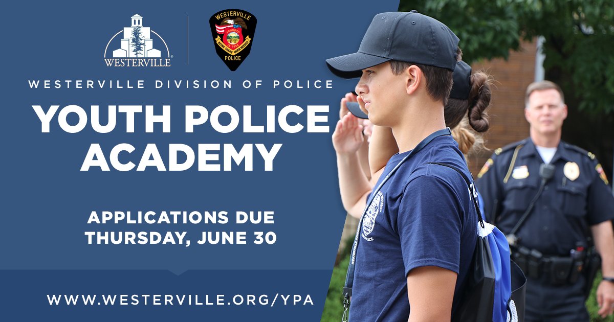 WestervillePD's tweet image. We are hosting our annual #Westerville Youth Police Academy July 18-22. Students learn the basics of law enforcement with an emphasis on community service. Applicants must be 14+ and have completed the eighth grade. Deadline to apply is June 30: westerville.org/ypa