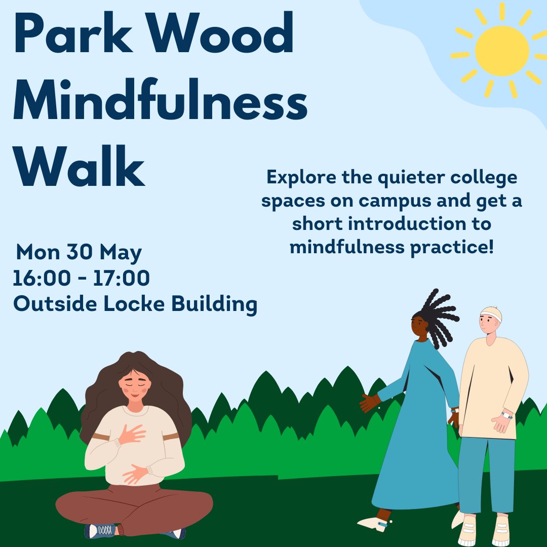 Join  for a relaxing mindfulness walk, exploring  the quieter spaces in the  campus 🌿 This is a perfect opportunity to get an introduction to mindfulness in a friendly environment. 

Book your free space here:
ow.ly/Mer450Jjyqy
