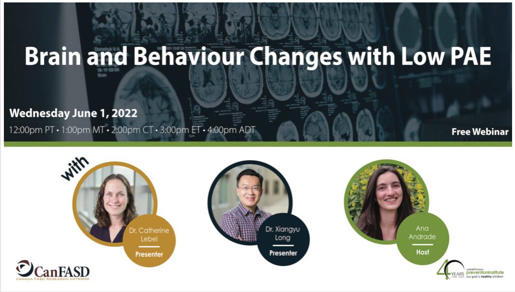 fasdhamiltonca's tweet photo. Dr. Xiangyu Long and Dr. Catherine Lebel published new evidence on the impact that low levels of prenatal alcohol exposure have on children. Click here to register for this webinar: https://t.co/CNWwiPM1n3 https://t.co/u1Omyjarjc