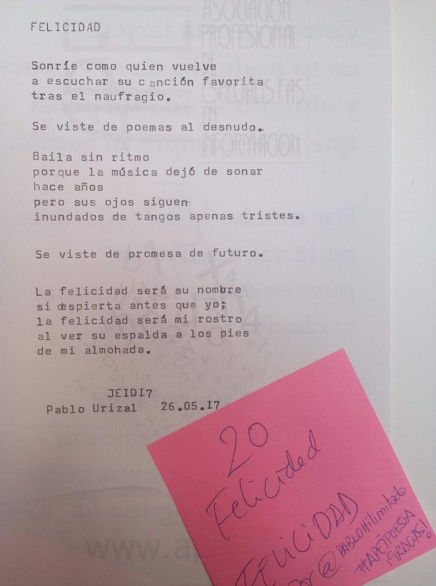 fcampal's tweet photo. Hoy es viernes de felicidad, no?
Una poesía personalizada de @PabloUrizal en las #jeid17 organizadas por @fesabid
#convdeviernes #confdefelicidad https://t.co/t1JVgrkhQl