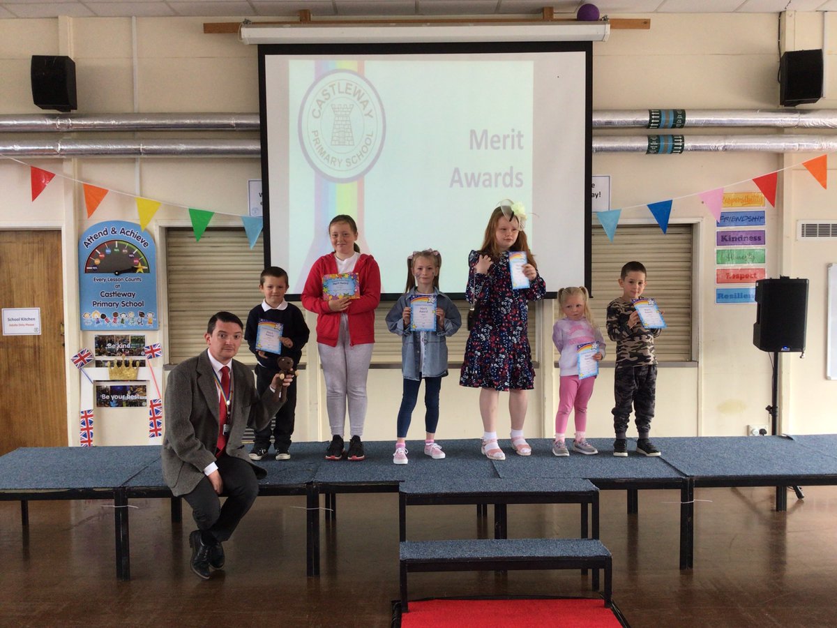 WeAreCastleway's tweet photo. #MeritAwards with a difference today as our #BritishIcons took to the stage! As you know, we've been celebrating the #PlatinumJubilee with our #BestOfBritishWeek so today's assembly was a red carpet affair! #WeAreProud #WeAreCastleway https://t.co/v8guwWLmZp