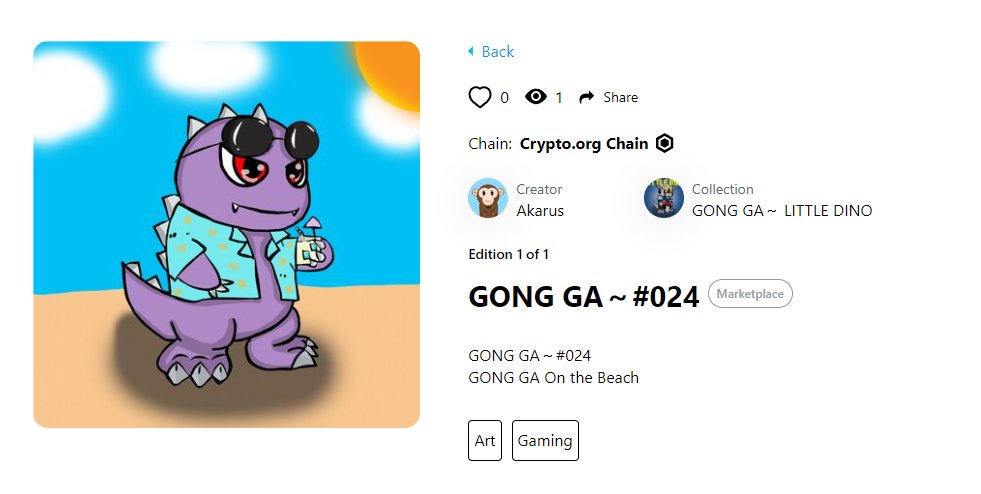 New Drop GONG GA～LITTLE DINO  Drop 1/1 ⭐
DROP NOW #001-024 | 22 common /2 Rare
Start at $1 ✨
LINK >> crypto.com/nft/collection…

Only At 
<a href="/cryptocomnft/">Crypto.com NFT</a>

#NFTdrop #NFTJapan #cryptoNFT #cryptocomnft #Cryptocom #nftcollector #crofam #CRO  #cronft  #crofamnft #NFTshill