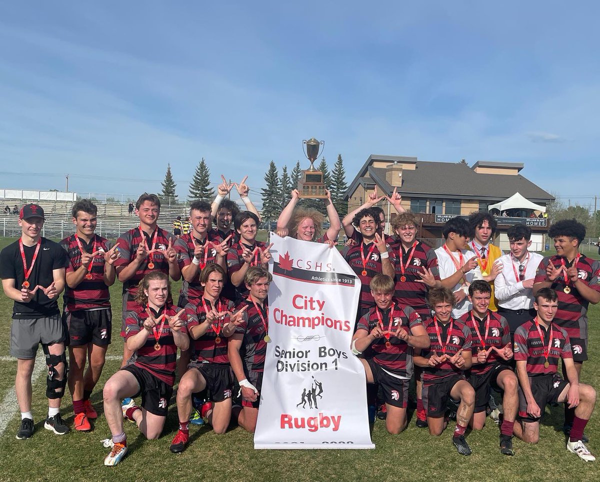 DIV 1 CITY CHAMPS! 🏆Congratulations to our Senior Boys Rugby Team who came out strong against Ernest Manning, and kept the lead all game with a final score of 31-17. Well deserved Warriors! Off to Provincials in Edmonton next week. #gohwwathletics