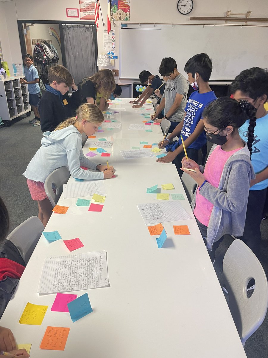 Our last gallery walk of the year was today! These friends have been working so hard on writing newsworthy articles and finally got to share their hard work today! We wrote compliments to each other on sticky notes and celebrated! 🤍 #AustinBetterTogether