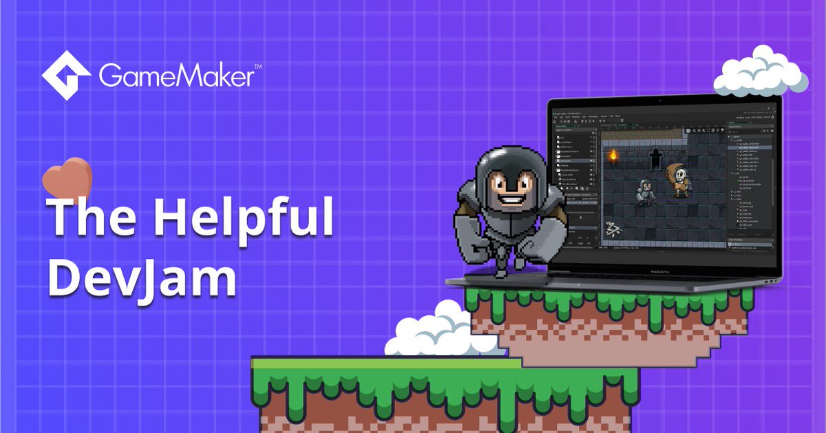 GameMakerEngine's tweet photo. Join The Helpful DevJam on the #GameMaker Community Discord. Share your best GameMaker resources, projects and tips with other users! It starts next week on June 2nd 📖📖 READ MORE: https://t.co/QosA2dR7g3 @GMDiscord https://t.co/N2GLkawhc2