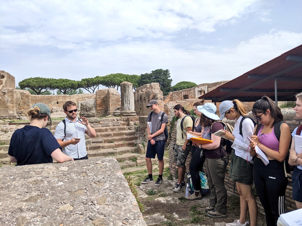 Classics22FSP's tweet photo. Return to @parcostiantica for @dartmouth student presentations! Thanks to Tanner &amp; Chloe for showing the group the Republican-era #temples and Gerol &amp; Ashley for taking us on a tour of the #Forum baths!

#roman #architecture #Archaeology @Classics22FSP https://t.co/ODqJgeWcWJ