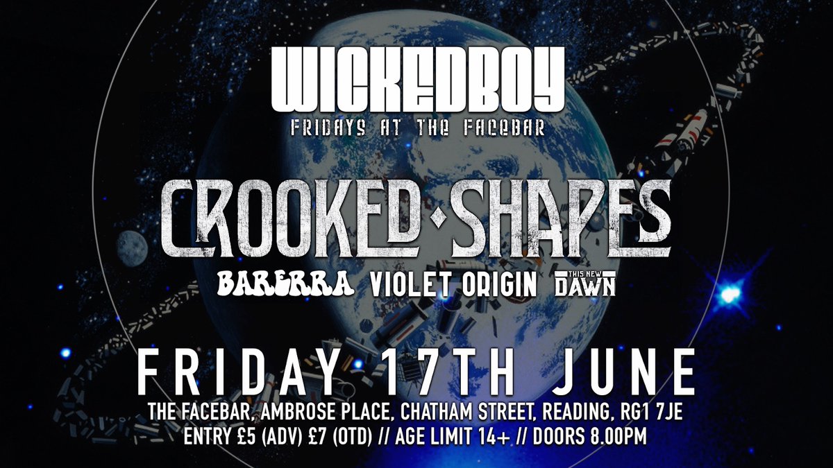 📣GIG ALERT!📣
We are stoked to announce our headline show at Facebar Reading on 17th June with barerra.band, Violet Origin and <a href="/ThisNewDawn/">This New Dawn</a>
GET TICKETS NOW: tinyurl.com/5n82dy86

#crookedshapes #alternativerock #modernrock #livemusic <a href="/loverocksfest/">Loverocks - Rock Festival</a> <a href="/GuyB_rockshow/">Guy B</a>