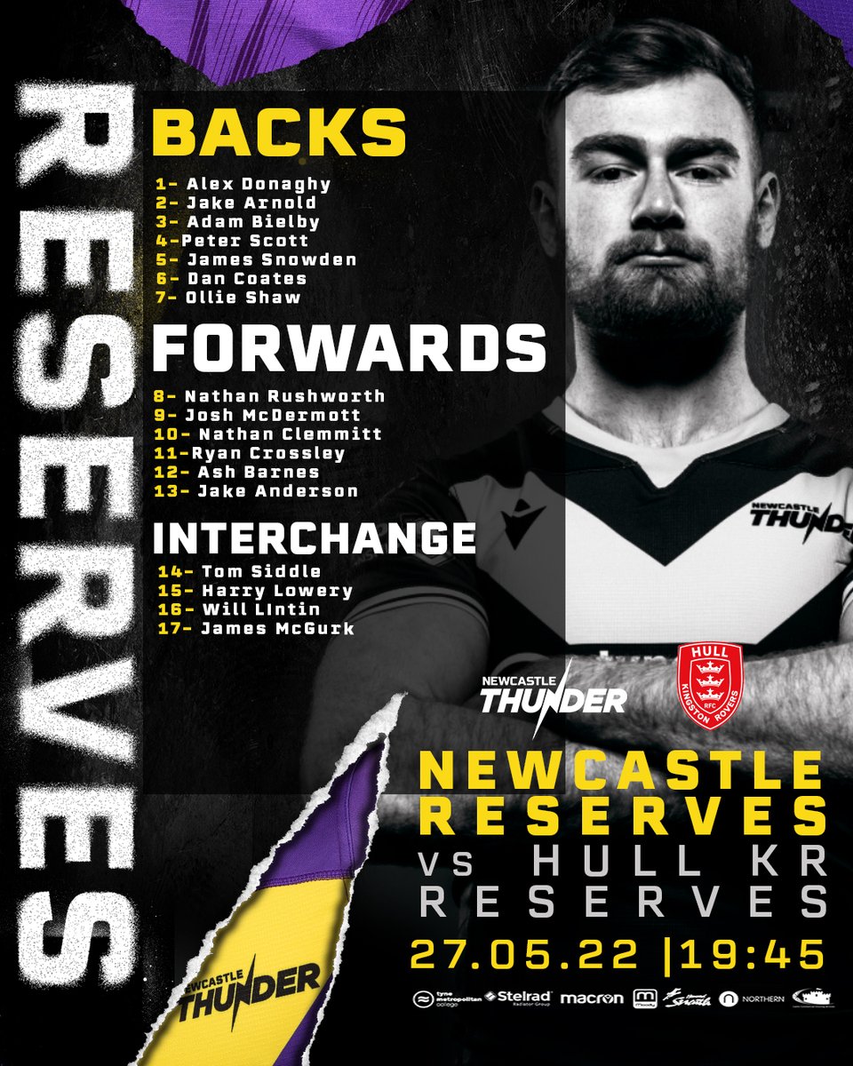 ⚡ TEAM ANNOUNCEMENT

🏉 Here is how our Reserves will line up this evening!

🆚 <a href="/hullkrofficial/">Hull KR</a> Reserves
🏟️ Kingston Park
⏰ 19.45 KO
🎟️ £5 entry

👏 Get down to KP tonight and show your support for the lads!