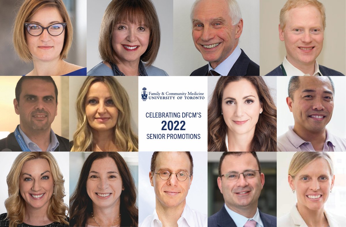 UofTFamilyMed's tweet image. A big congrats to DFMC's 13 incredible faculty members recognized for senior promotion in 2022 to their new positions of Full Professor or Associate Professor @UofT!

Read more about each faculty and their work in #familymedicine in our new announcement:
dfcm.utoronto.ca/news/celebrati…