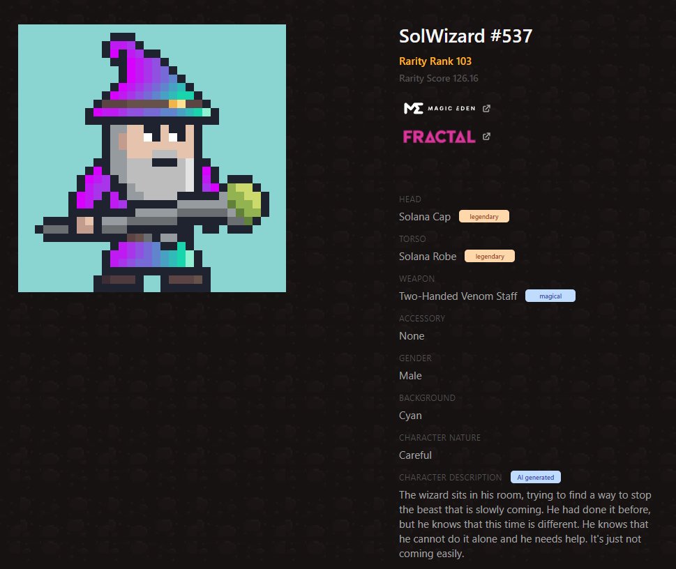 Have to of course, shout out the only full Solana Wizard minted 🪄

The description is just an added bonus 👀